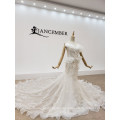 Jancember HTL1398 Sexy Mermaid Applique Lace 3D Flower Beautiful Wedding Dress